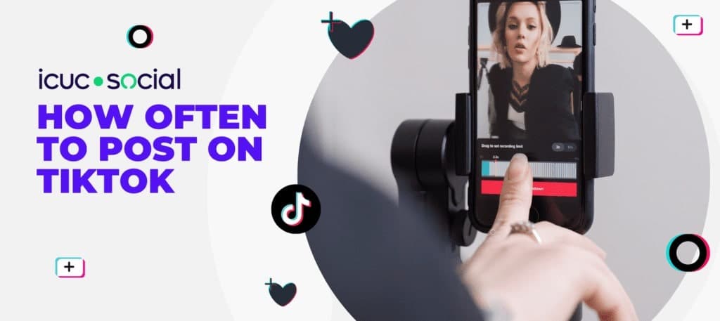 TikTok blog banner with hand clicking phone to record on TikTok